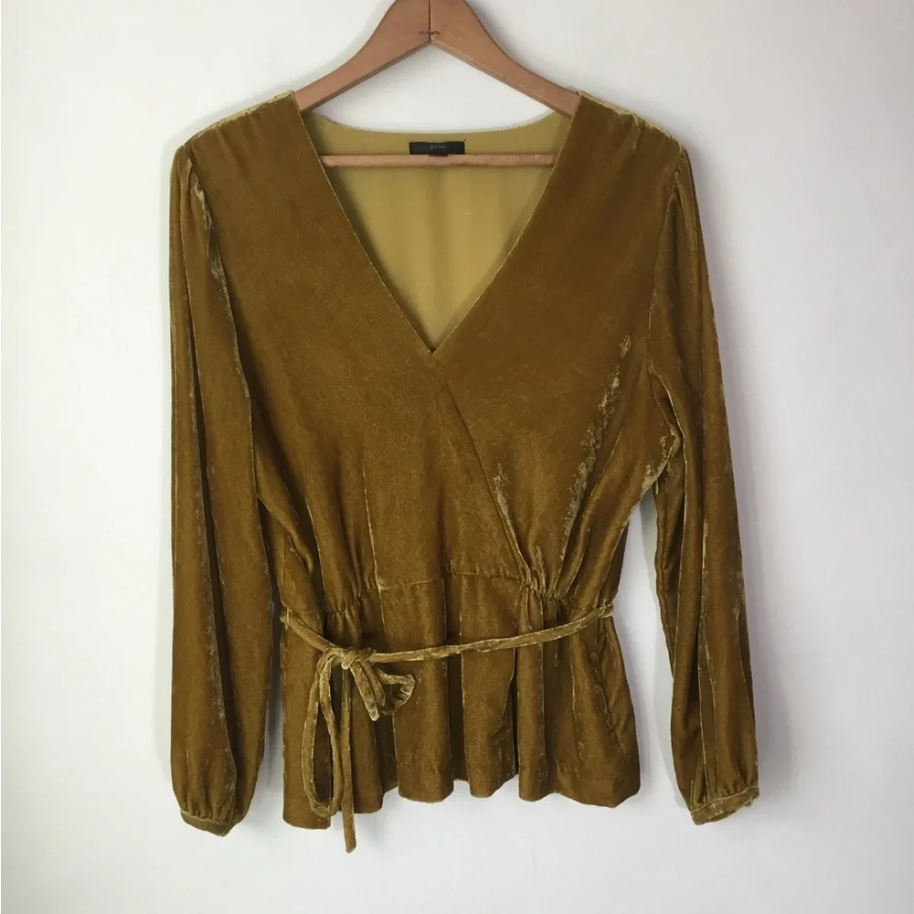 J. Crew Velvet‎ Faux Wrap Long Sleeve Top